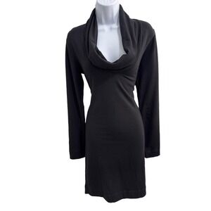 Go Couture Black Long Sleeve Cowl Neck Cozy Mini Sweater Dress XL Black Tie